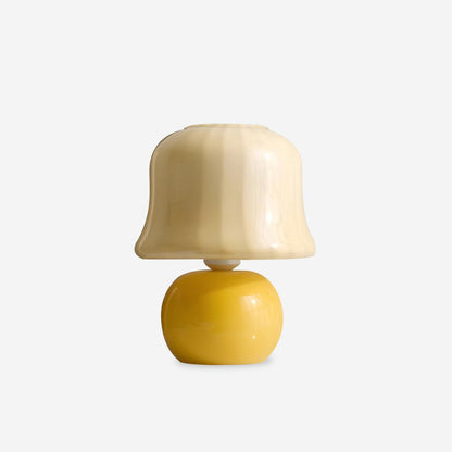 Giulia Cream Mushroom Table Lamp with Enamel Glass Shade