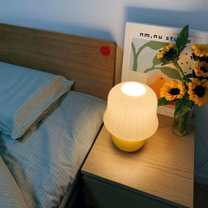 Giulia Cream Mushroom Table Lamp with Enamel Glass Shade