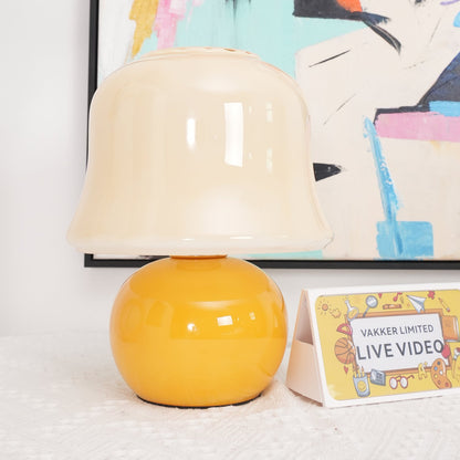 Giulia Cream Mushroom Table Lamp with Enamel Glass Shade