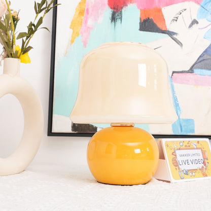 Giulia Cream Mushroom Table Lamp with Enamel Glass Shade