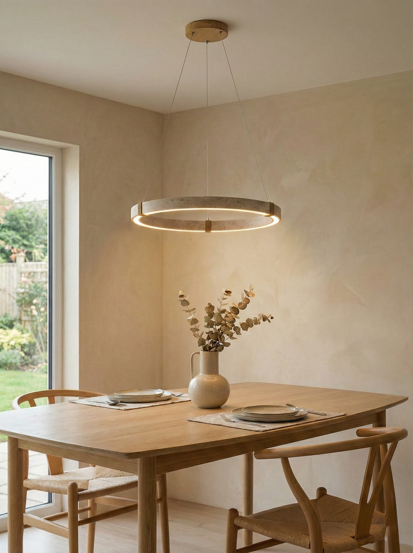 Amélie Dainolite Travertine Circle Chandelier