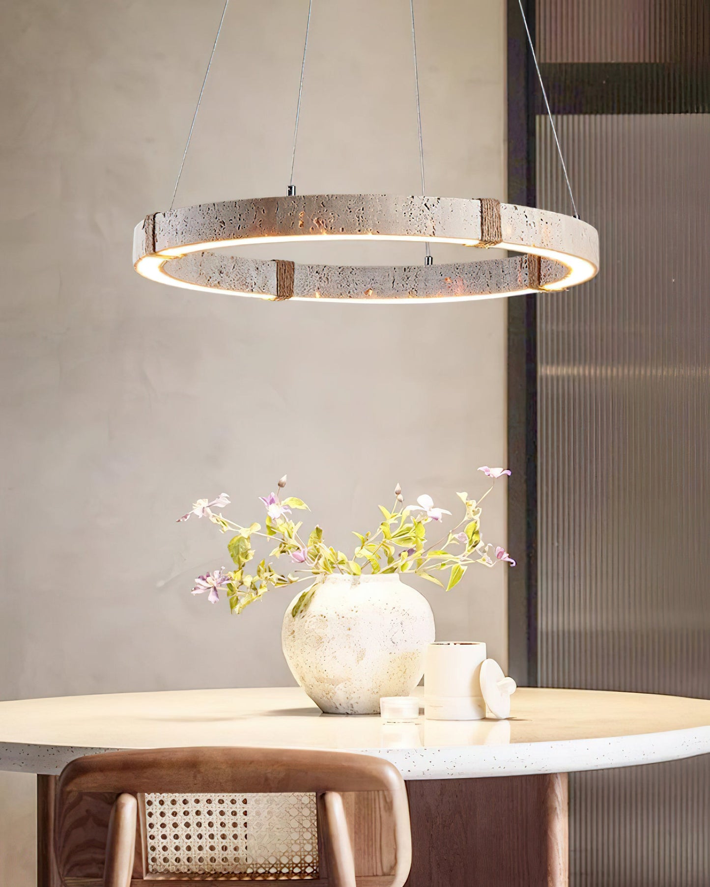 Amélie Dainolite Travertine Circle Chandelier