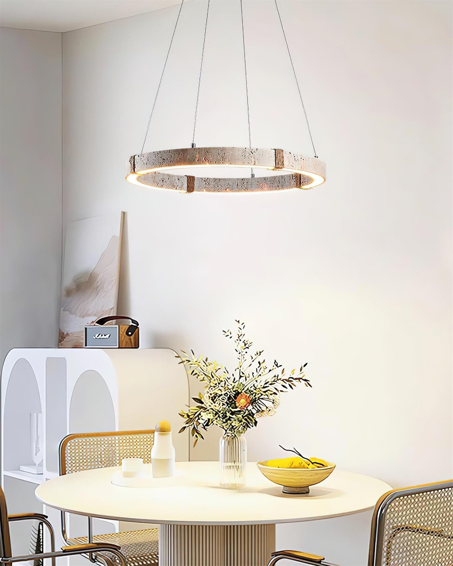 Amélie Dainolite Travertine Circle Chandelier