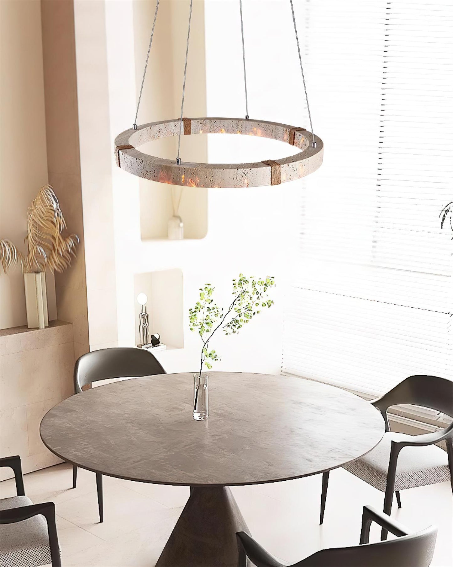 Amélie Dainolite Travertine Circle Chandelier