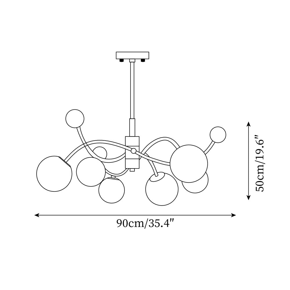 Juliette Chandelier, Modern Floating Frosted Orbs with Sleek Metallic Frame