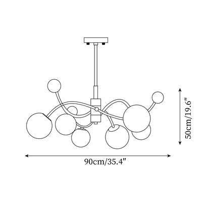 Juliette Chandelier, Modern Floating Frosted Orbs with Sleek Metallic Frame