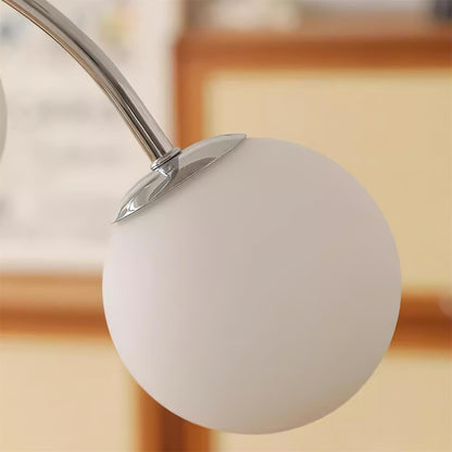 Juliette Chandelier, Modern Floating Frosted Orbs with Sleek Metallic Frame