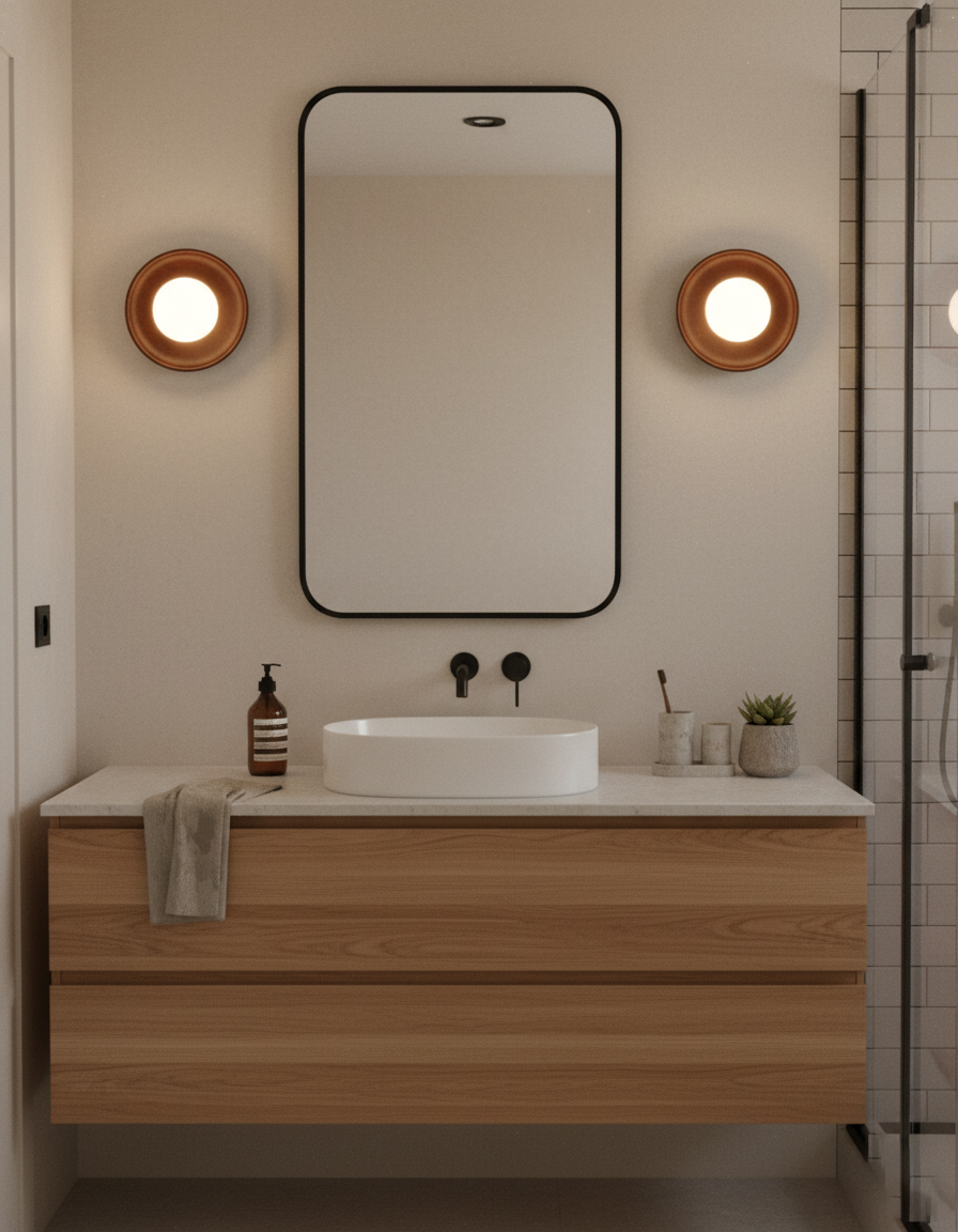 Sophie Dura Round Wall Lamp – Modern Wood & Glass Indoor Lighting