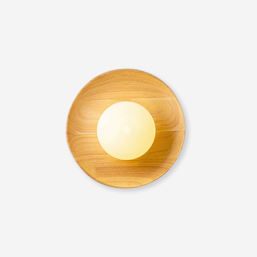 Sophie Dura Round Wall Lamp – Modern Wood & Glass Indoor Lighting