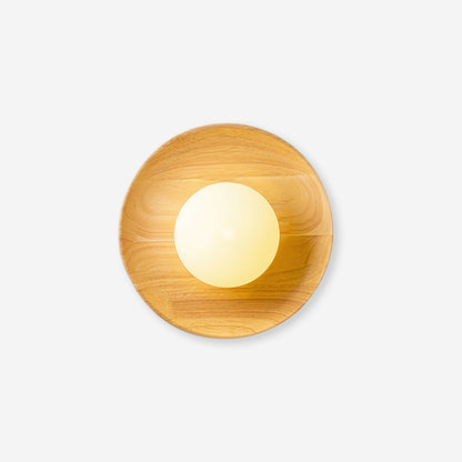 Sophie Dura Round Wall Lamp – Modern Wood & Glass Indoor Lighting