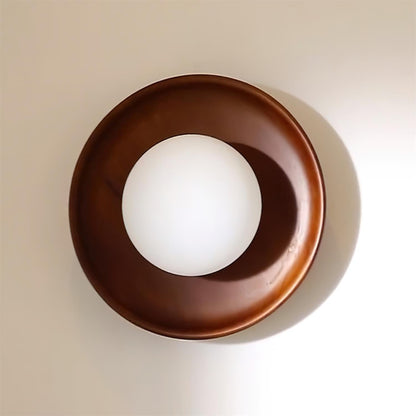 Sophie Dura Round Wall Lamp – Modern Wood & Glass Indoor Lighting