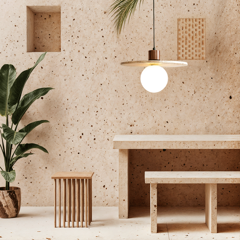 Sophie Travertine Industrial Pendant Light