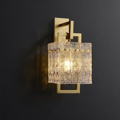 Aurélie Golden Glass Wall Lamp with Crystal Accents