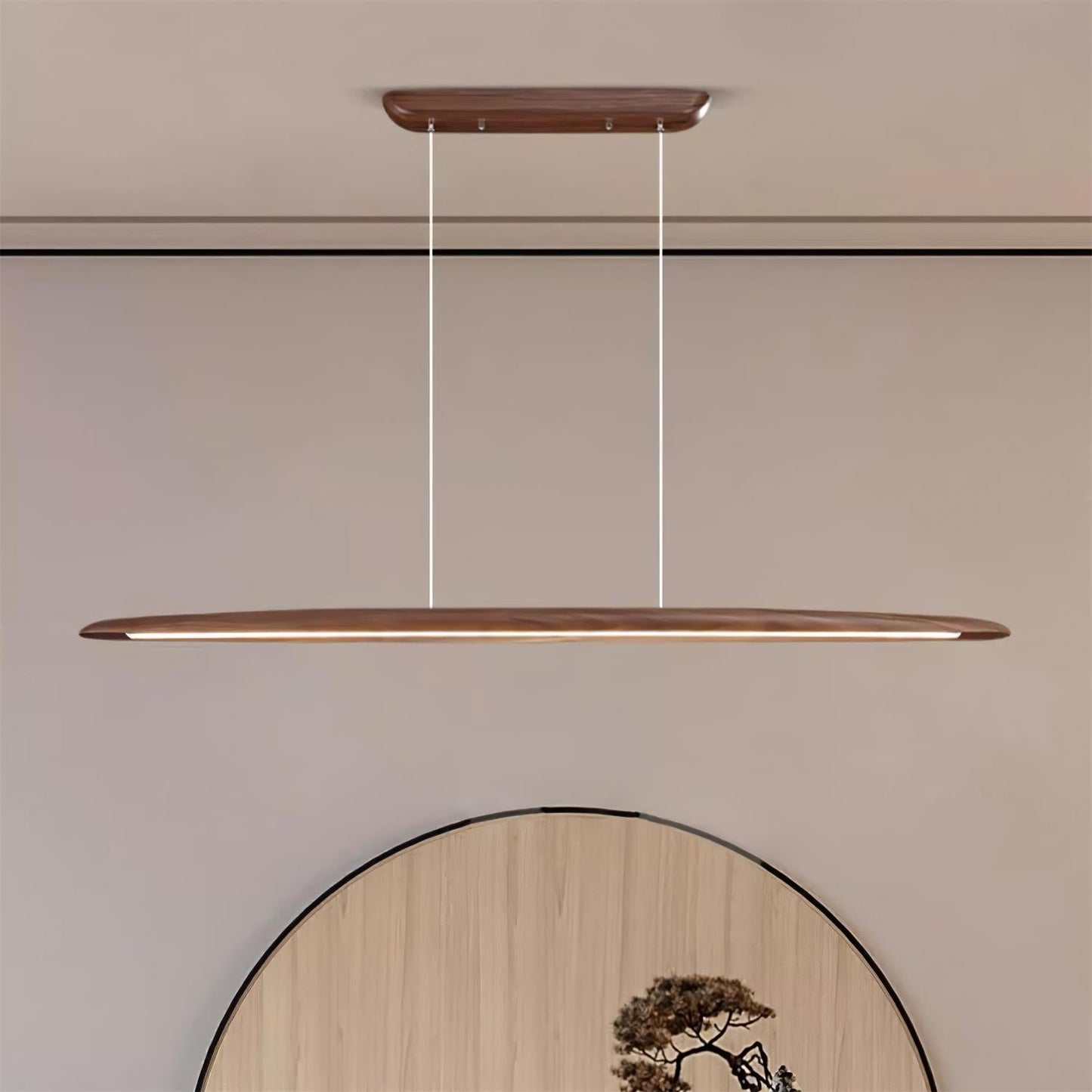 Amélie LED Chandelier, Minimalist Wood and Acrylic with Integrated LEDs