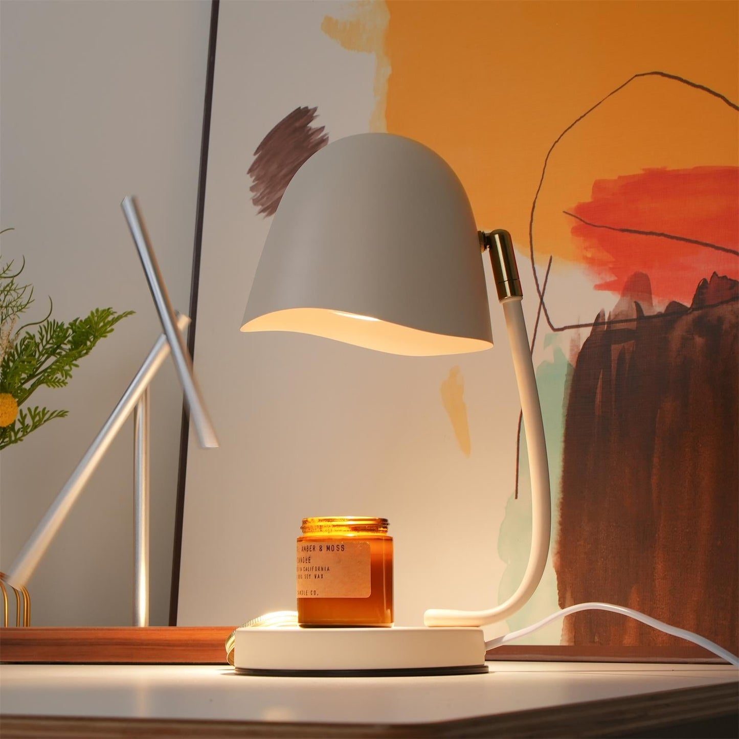 Chloé Eggshell Candle Warmer Lamp with Adjustable Neck