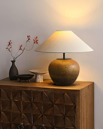 Madeleine Ceramic Table Lamp with Fabric Shade Design