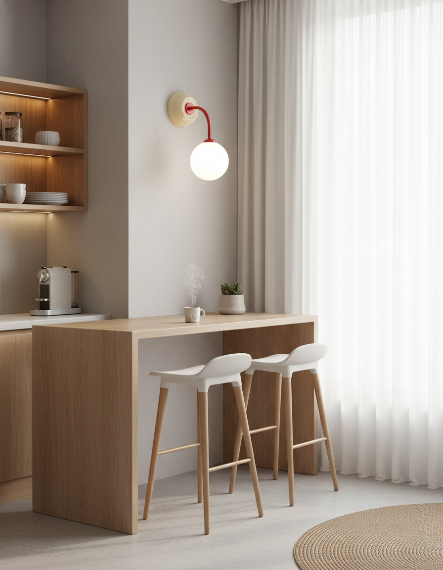Léonie Retro Globe Wall Lamp with Curved Arm Design