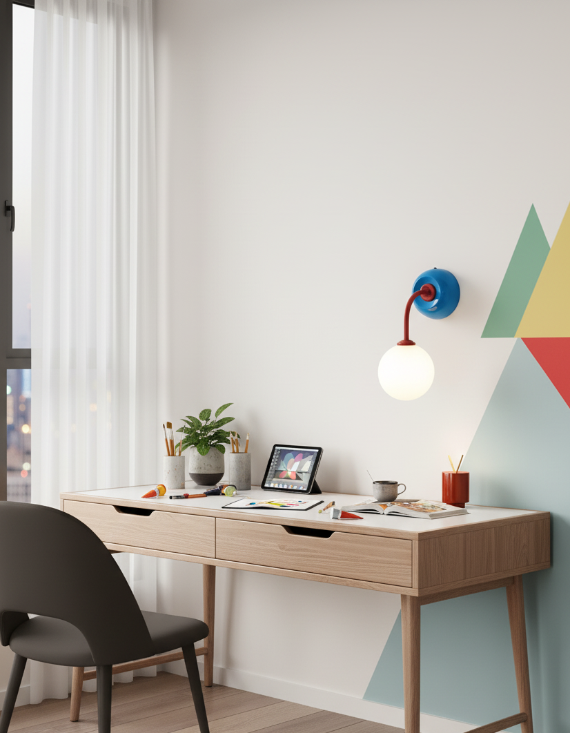Léonie Retro Globe Wall Lamp with Curved Arm Design