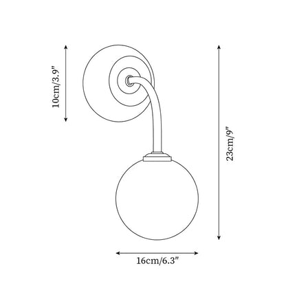 Léonie Retro Globe Wall Lamp with Curved Arm Design