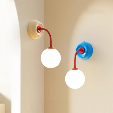 Léonie Retro Globe Wall Lamp with Curved Arm Design