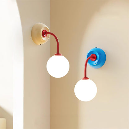 Léonie Retro Globe Wall Lamp with Curved Arm Design