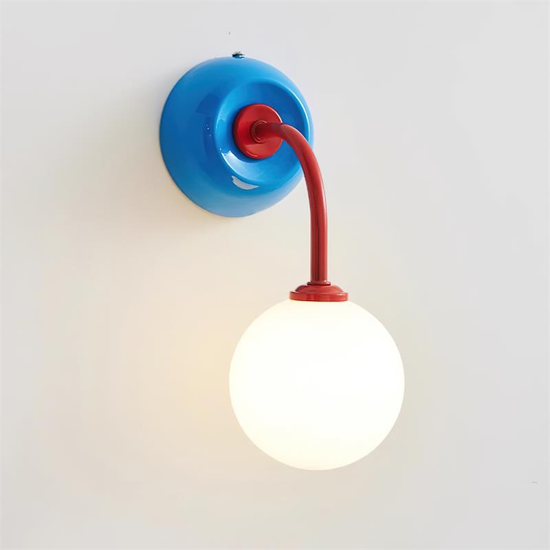 Léonie Retro Globe Wall Lamp with Curved Arm Design