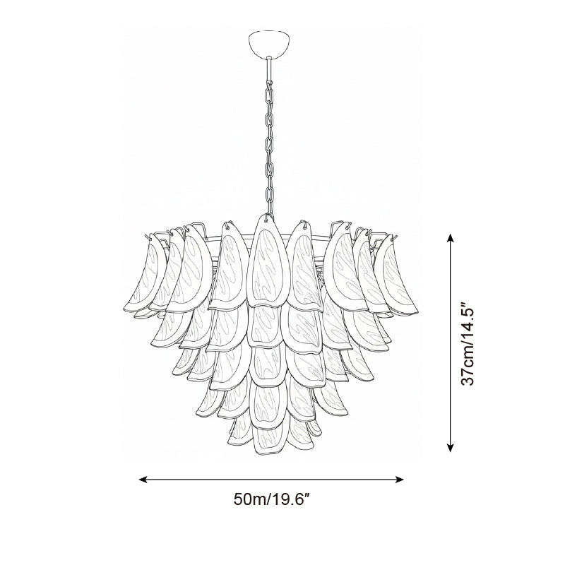 Giselle Petal Chandelier, Layered Glass Bloom Design with Metal Frame