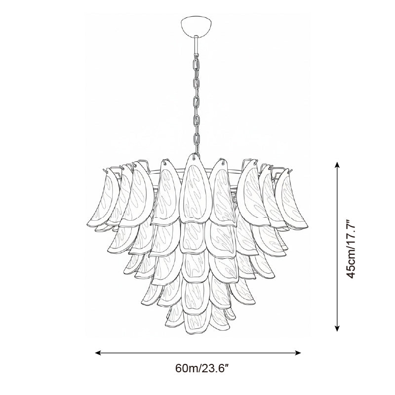 Giselle Petal Chandelier, Layered Glass Bloom Design with Metal Frame