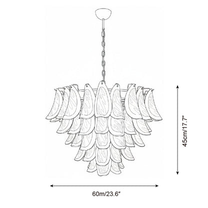 Giselle Petal Chandelier, Layered Glass Bloom Design with Metal Frame