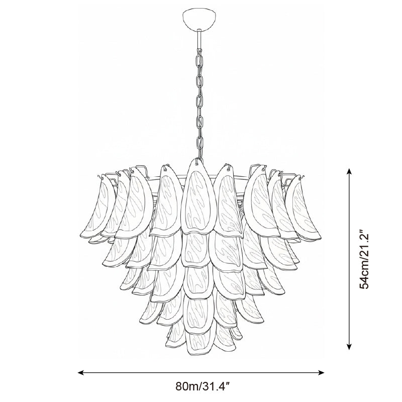 Giselle Petal Chandelier, Layered Glass Bloom Design with Metal Frame