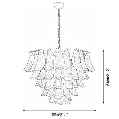 Giselle Petal Chandelier, Layered Glass Bloom Design with Metal Frame
