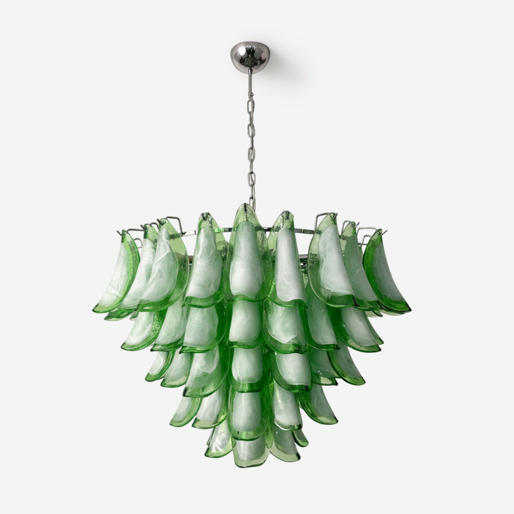 Giselle Petal Chandelier, Layered Glass Bloom Design with Metal Frame