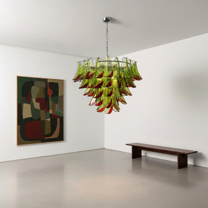 Giselle Petal Chandelier, Layered Glass Bloom Design with Metal Frame