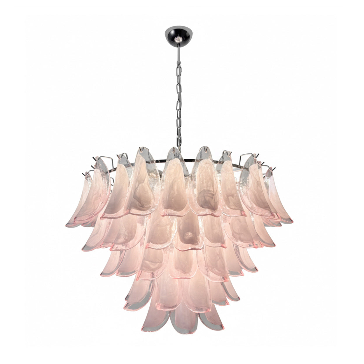 Giselle Petal Chandelier, Layered Glass Bloom Design with Metal Frame