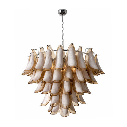 Giselle Petal Chandelier, Layered Glass Bloom Design with Metal Frame