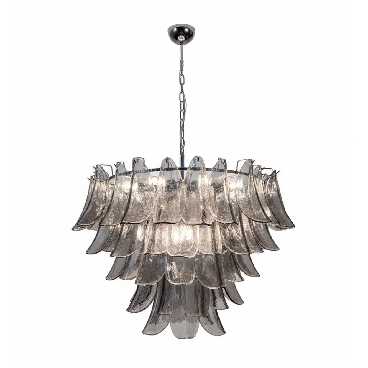 Giselle Petal Chandelier, Layered Glass Bloom Design with Metal Frame