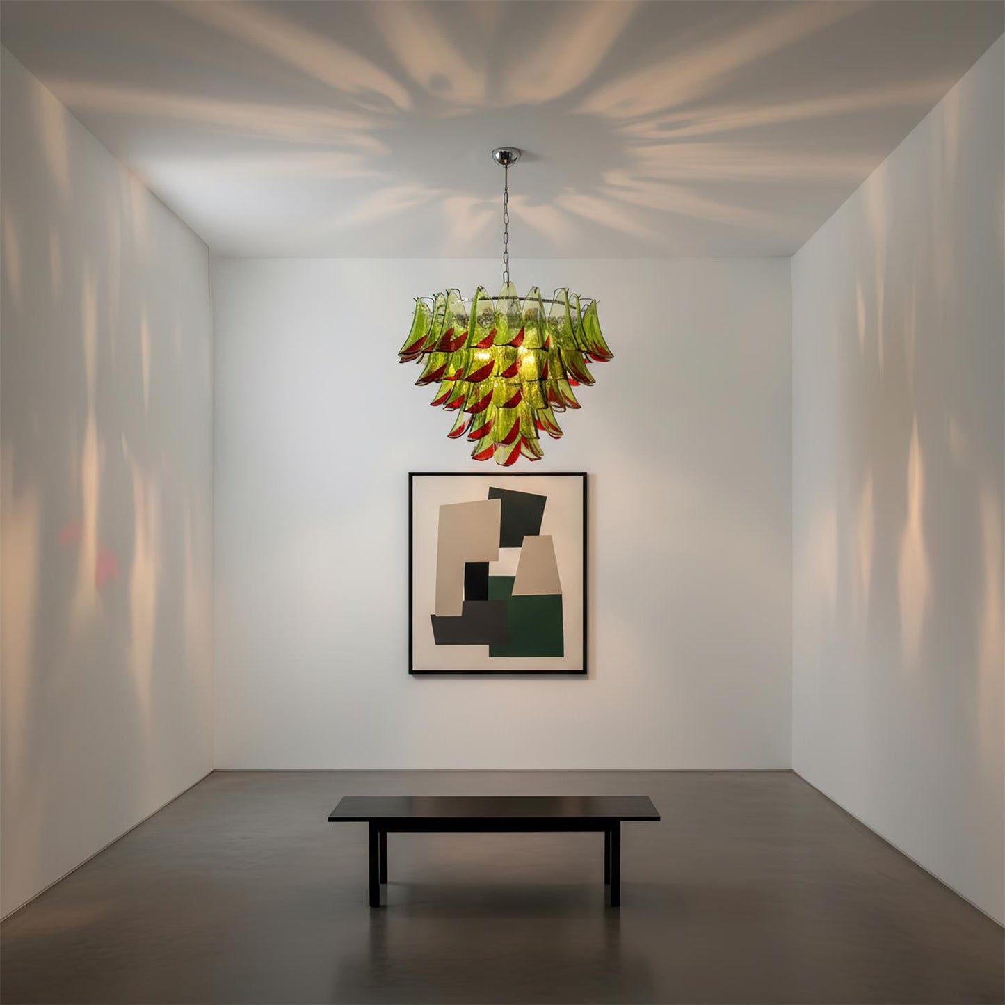 Giselle Petal Chandelier, Layered Glass Bloom Design with Metal Frame