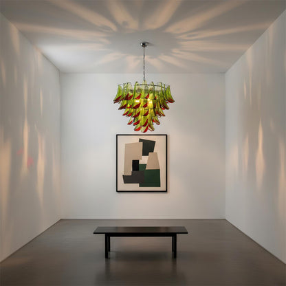 Giselle Petal Chandelier, Layered Glass Bloom Design with Metal Frame