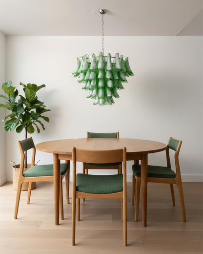 Giselle Petal Chandelier, Layered Glass Bloom Design with Metal Frame