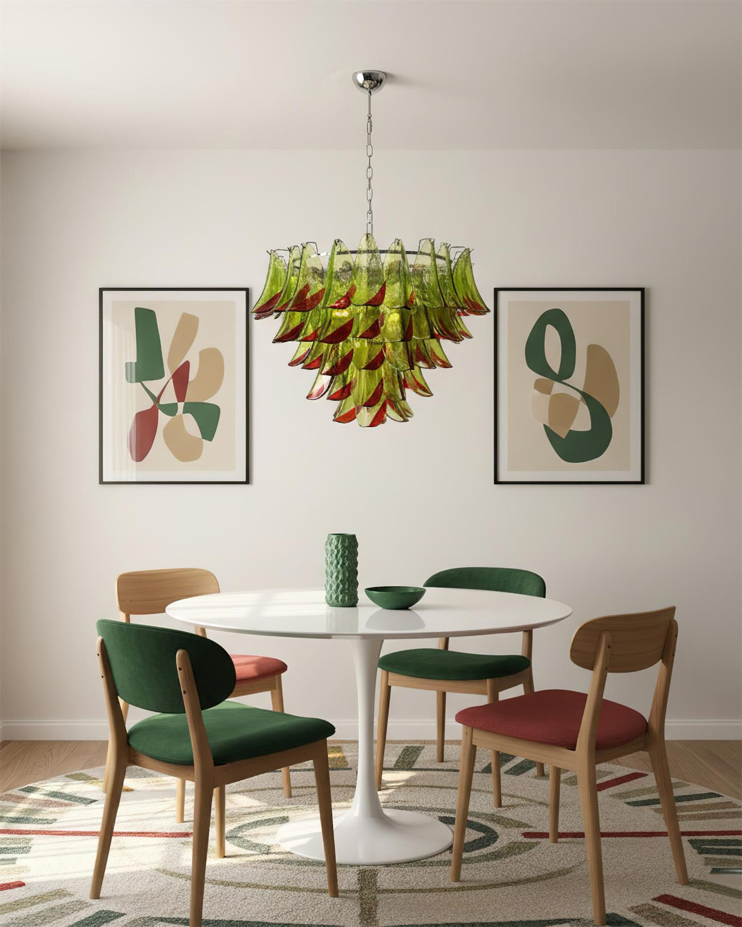 Giselle Petal Chandelier, Layered Glass Bloom Design with Metal Frame