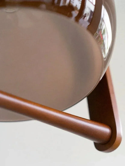 Sophie Espresso Cove Glass Pendant Light Walnut Brass Fixture