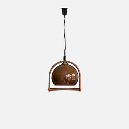 Sophie Espresso Cove Glass Pendant Light Walnut Brass Fixture