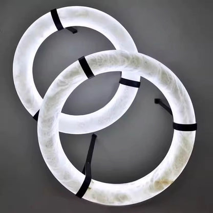 Elara Marble & Leather Ring Chandelier