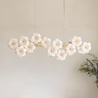Léonie Flowers Chandelier, Delicate Glass Blooms with Golden Stems