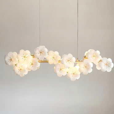 Léonie Flowers Chandelier, Delicate Glass Blooms with Golden Stems