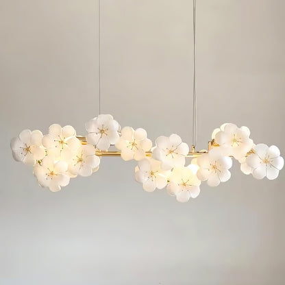 Léonie Flowers Chandelier, Delicate Glass Blooms with Golden Stems