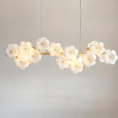 Léonie Flowers Chandelier, Delicate Glass Blooms with Golden Stems