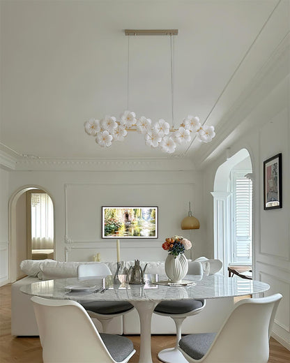 Léonie Flowers Chandelier, Delicate Glass Blooms with Golden Stems