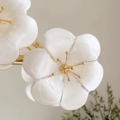 Léonie Flowers Chandelier, Delicate Glass Blooms with Golden Stems