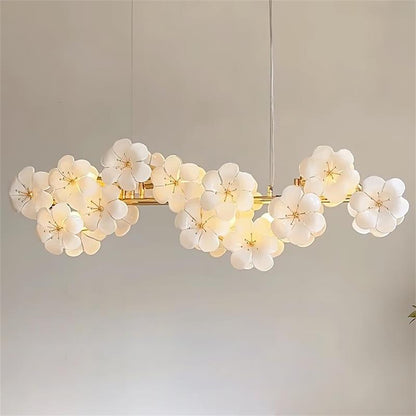 Léonie Flowers Chandelier, Delicate Glass Blooms with Golden Stems